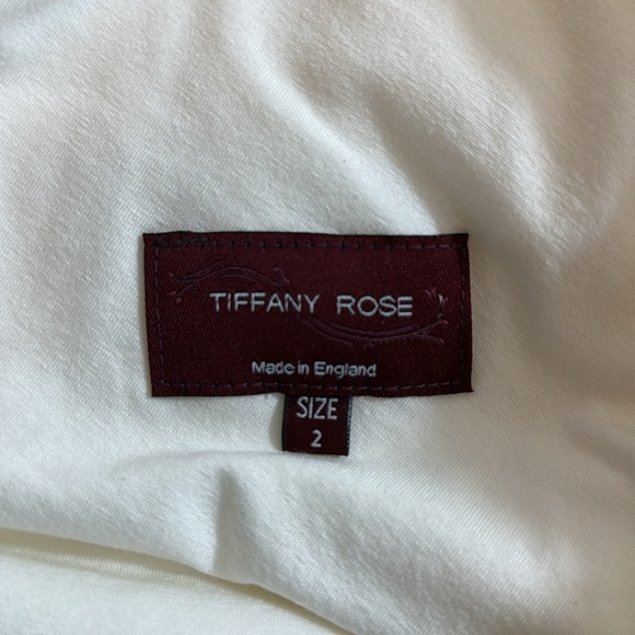 Tiffany Rose Cream Flutter Sleeve V-Neck Maternity Midi Wedding Dress Size 2 - Picture 8 of 11